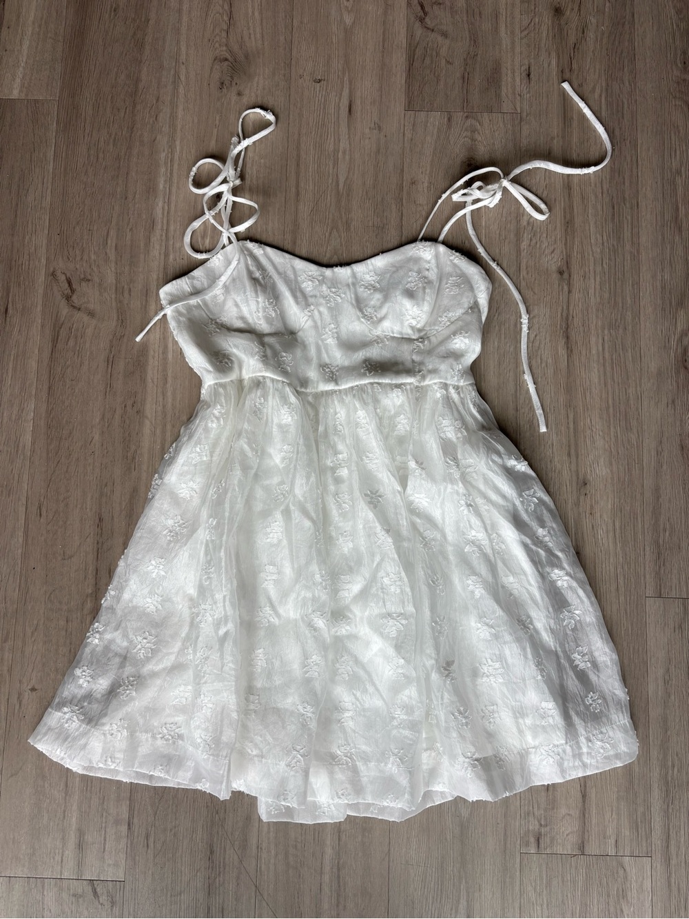 Altar'd State White Floral Lace Tie-Shoulder Dress